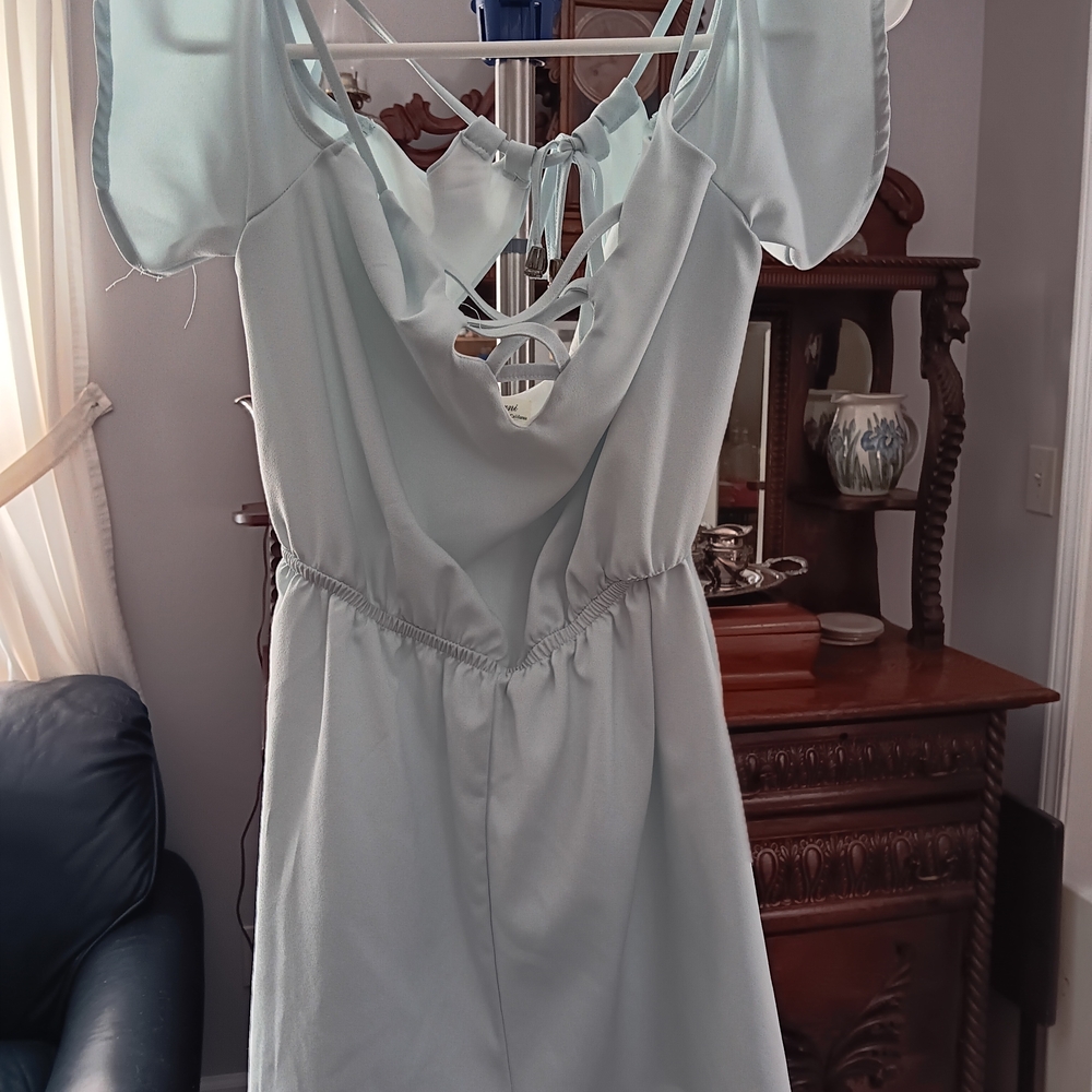 Light Blue Dress with Lace-Up Back
